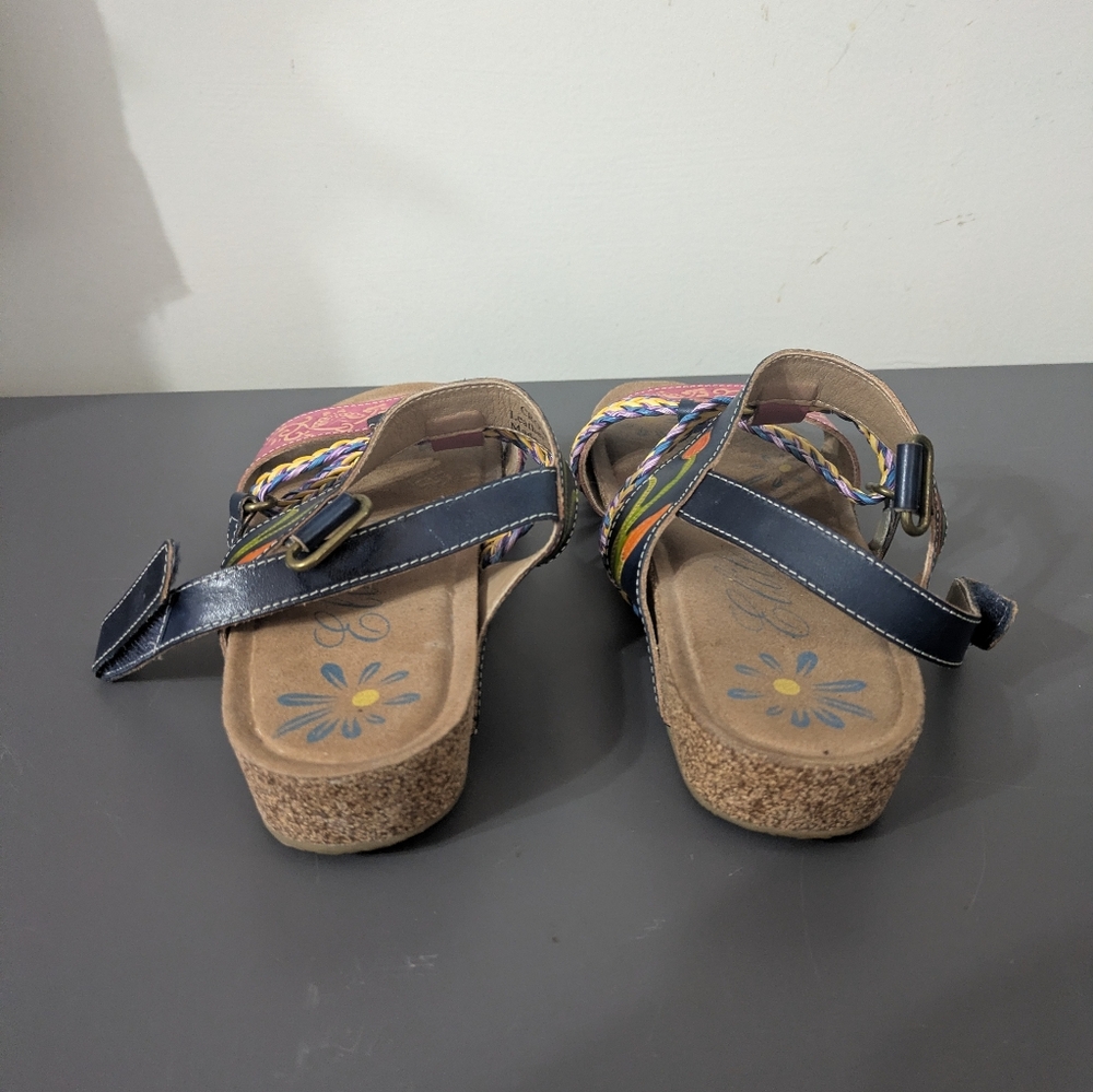 Corkys Multicolor Braided Strap Wedge Sandals - Picture 2 of 8